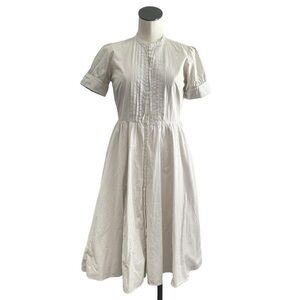 Gap Fit & Flare Dress White Stripe Cuff Sleeve Button Down Rockabilly Cotton 4